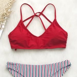 Cupshe Red White and Blue Bikini